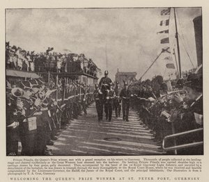 Accueil du gagnant du prix de la reine à St Peter Port, Guernesey