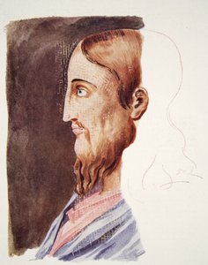 Portrait du Christ du 2ème siècle des catacombes romaines, dessin attribué à T. Heaphy, reproduit dans The Outline of History de H.G. Wells, Londres