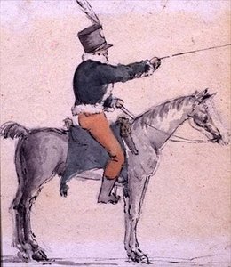 Un jeune soldat à cheval, c.1820 - English School