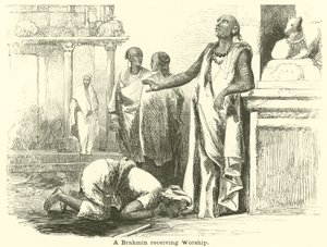 Un brahmane recevant une adoration - English School
