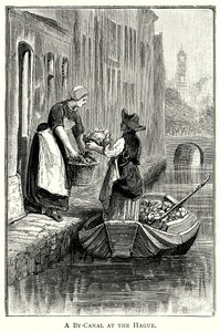 Un by-canal à La Haye (gravure) - English School