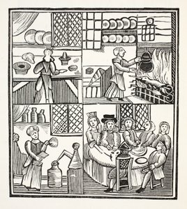 Une collection de recettes de cuisine, illustration de Chap-books du XVIIIe siècle par John Ashton, pub. 1882