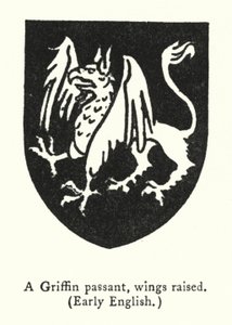 Un griffon passant, ailes levées, anglais ancien (gravure) - English School