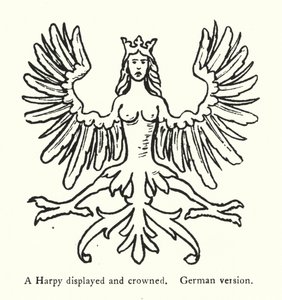 Une harpie exposée et couronnée, version allemande (gravure)