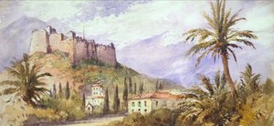 Forteresse sur une colline dans les montagnes de l