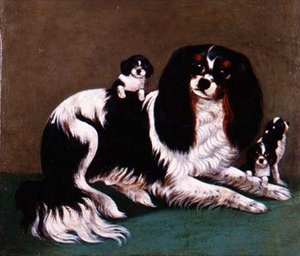 Une famille de King Charles Spaniel, école provinciale