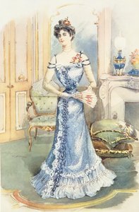 Une dame dans son salon, illustration de magazine par C. Drivan - English School