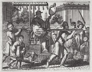Un Mandarin dans une chaise à porteurs, illustration tirée d