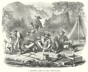 Un camp de mineurs dans les montagnes (gravure) - English School