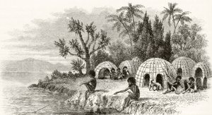 Un campement indigène dans le Queensland, vers 1880, de 