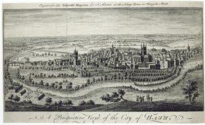 Vue en Perspective de la Ville de Bath, gravée pour le Universal Magazine, vers 1750