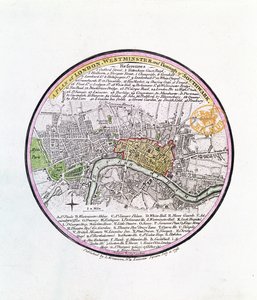 Plan de Londres, Westminster et Borough de Southwark, 1793 (gravure en couleur)