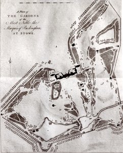 Plan des jardins du très noble marquis de Buckingham à Stowe, du guide des visiteurs, publié en 1797 - English School