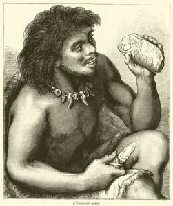 Un artiste préhistorique (gravure) - English School