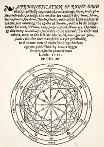 Une prognostication de bon droit, par Leonard Dygges, imprimée par Thomas Gemini, Blacke Friars, Londres, 1555 - English School