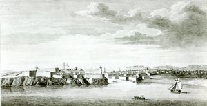 Vue du château de Moro et de la ville de La Havane depuis la mer, gravée par Pierre Charles Canot d