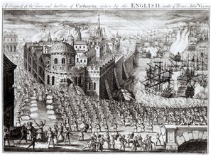 Vue de la ville et du port de Carthagène, prise par les Anglais sous le brave amiral Vernon, 1741