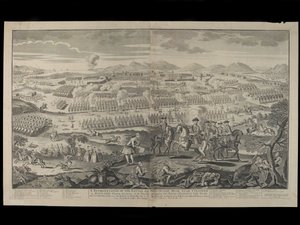 Représentation de la bataille de Drumossie Moor près de Culloden en Écosse, 16 avril 1746, publiée par Henry Overton, 30 juin 1746