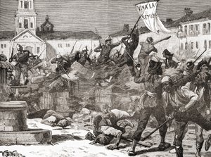 Une insurrection républicaine à Malaga, Espagne pendant La Glorieuse Révolution (La Gloriosa) - English School