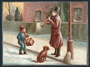 Un public clairsemé - Carte de Noël victorienne - English School