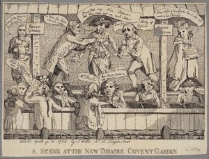 Une scène au Nouveau Théâtre, Covent Garden : satire représentant une tribune politique à Covent Garden, Londres - English School