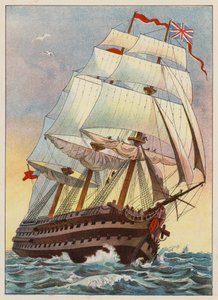 Un navire de guerre en 1837 - English School
