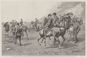 Croquis sur la lande de Newmarket en juillet, le prince de Galles prend de brèves vacances - English School