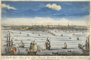Vue Sud-Est de la Grande Ville de Boston en Nouvelle-Angleterre, c. 1730 - English School