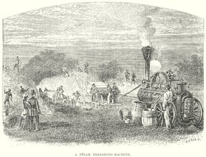 Une machine à battre à vapeur (gravure)