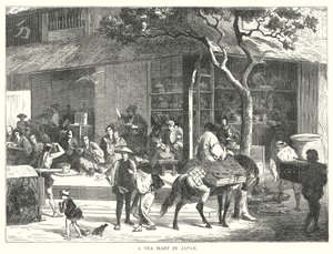 Un comptoir de thé au Japon (gravure) - English School