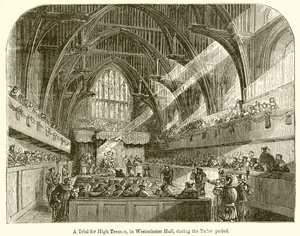 Un Procès pour Haute Trahison, dans Westminster Hall, pendant la période Tudor - English School