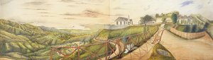 Vue vers Kingston depuis le Sanatorium Militaire à Newcastle, Blue Mountains, Jamaïque, 1855