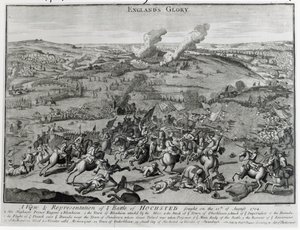 Vue et représentation de la bataille de Hochsted, 13 août 1704 - English School