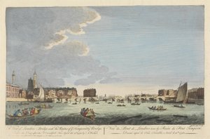 Vue du Pont de Londres avec les Ruines du Pont Temporaire après l