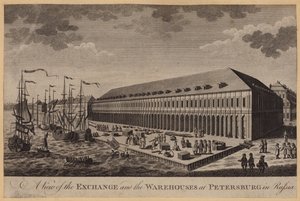 Vue de la Bourse et des entrepôts à Saint-Pétersbourg en Russie - English School