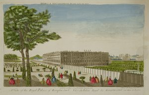 Vue du Palais Royal de Hampton Court, publiée en 1760 - English School