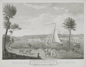 Vue de la ville et du port de Montego Bay, dans la paroisse de St. James, Jamaïque, prise de la route menant à St. Ann