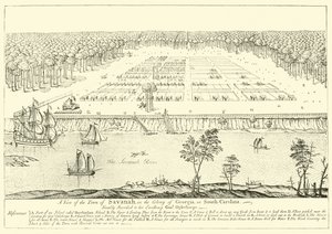 Vue de la ville de Savannah, dans la colonie de Géorgie, en Caroline du Sud - English School