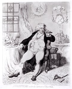 Un voluptueux sous les horreurs de la digestion, publié en 1792 - English School