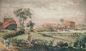 Vue ouest du pont de Chelsea, 1761 - English School