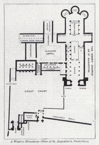 Un monastère occidental, plan de Saint-Augustin, Canterbury - English School