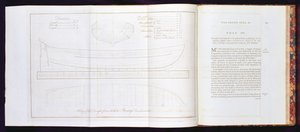 Une copie du plan à partir duquel le canot du Bounty a été construit, de A Voyage to the South Sea, par William Bligh, gravé par Mackenzie, publié en 1792 - English School