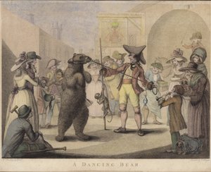 Un ours qui danse (gravure colorée) - English School