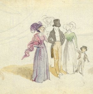 Une famille se promenant, vers 1825 - English School