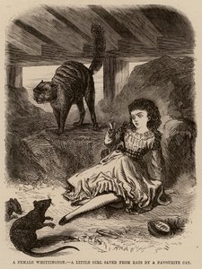 Une Whittington féminine, une petite fille sauvée des rats par un chat favori - English School