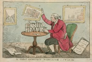 Un grand architecte modélisant - caricature de Sir William Chambers, architecte de Somerset House - English School