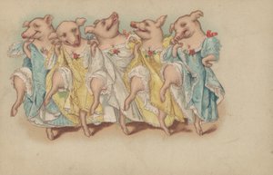 Un groupe de cochons dansant en ligne - English School