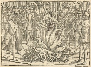 Spectacle lamentable de trois femmes (gravure) - English School