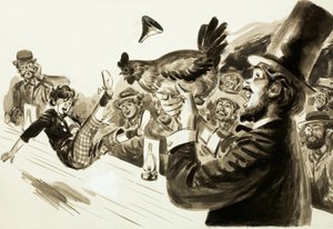 Un magicien produisant un poulet sur scène - English School