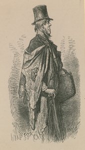 Un homme portant un haut-de-forme et un châle tout en portant un panier - English School